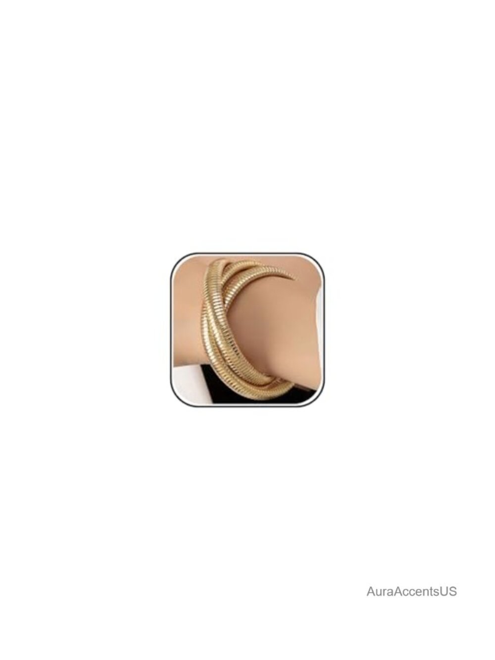 Gold Chunky Link Bangle Bracelet for Women Mixed Metal Boho Stackable